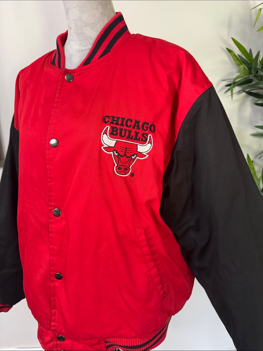 Chicago Bulls Red and Black Varsity Bomber Jacket - Picture 3 of 12